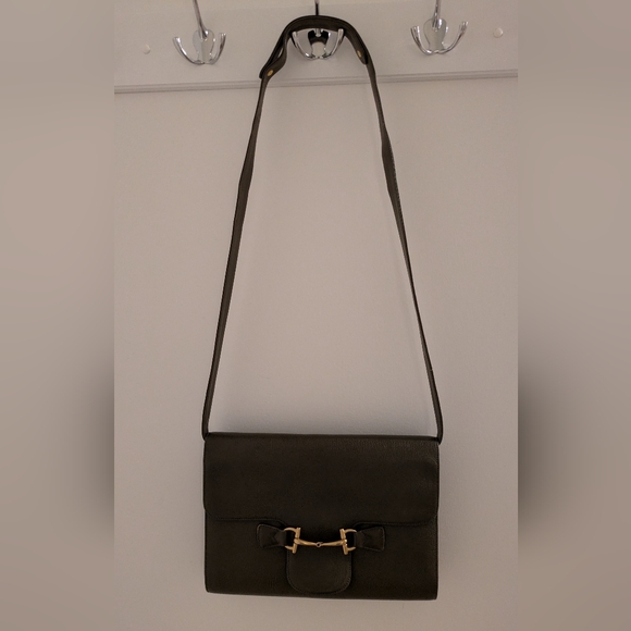Gucci 1955 Vintage, Elegant Olive Green Leather Shoulder Bag - Picture 1 of 10
